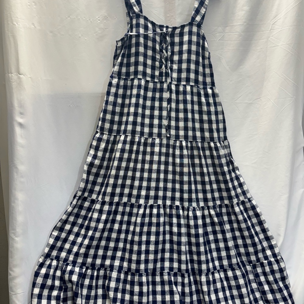 Who What Wear Navy and White Checkered Top